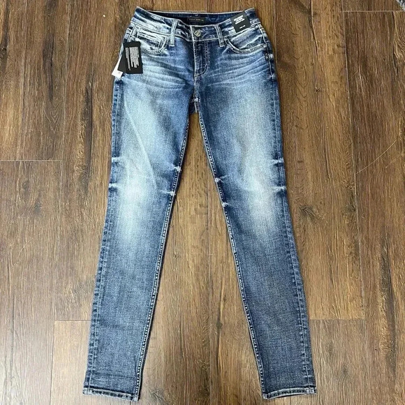 🆕 Silver Jeans Girlfriend Mid Rise Skinny Leg Jean SZ 26/2 - Picture 3 of 6